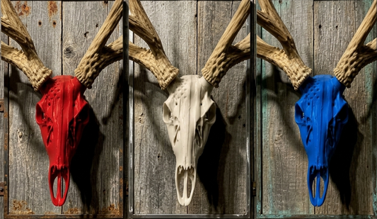 Layered Bone Co. 3D printed graphic whitetail Euro skull
