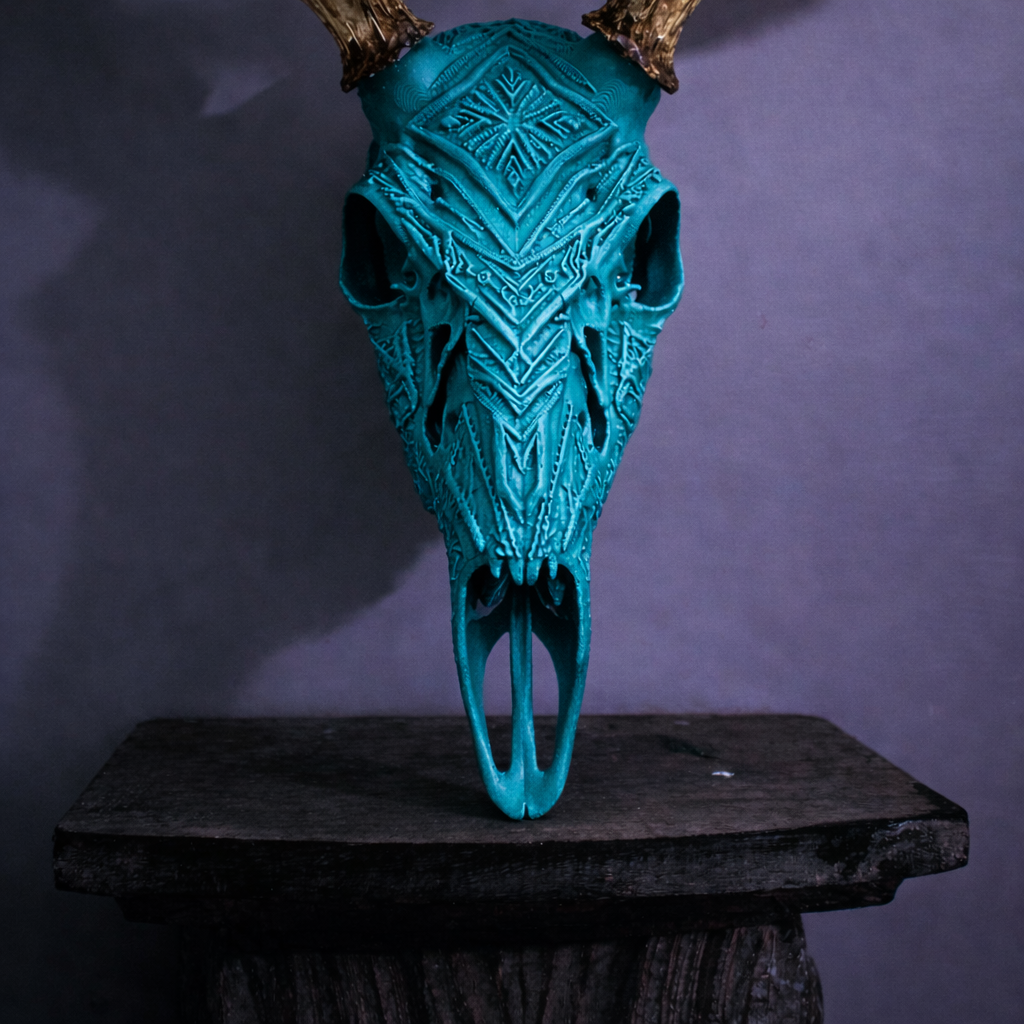 Layered Bone Co. 3D printed graphic Euro whitetail skull