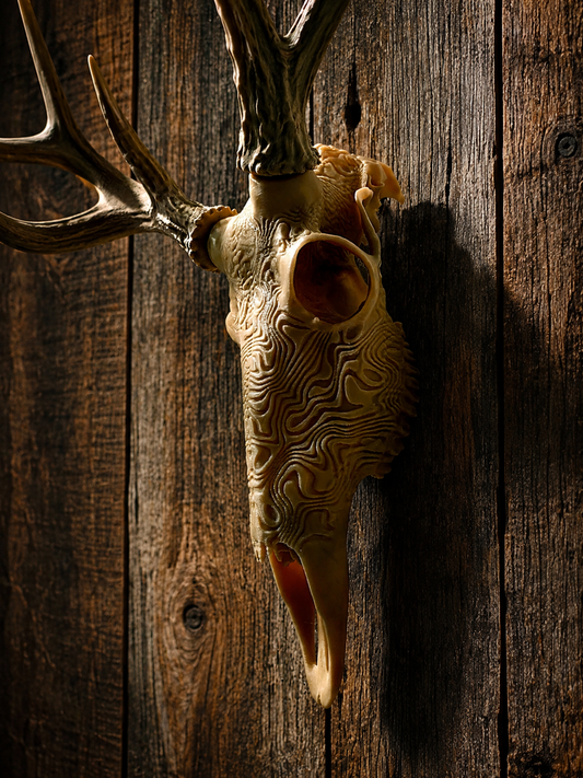 Layered Bone Co. 3D printed graphic whitetail Euro skull